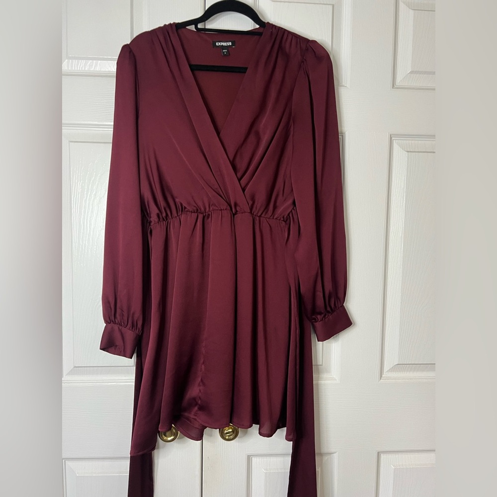 Elegant Satin Burgundy Women's Dress